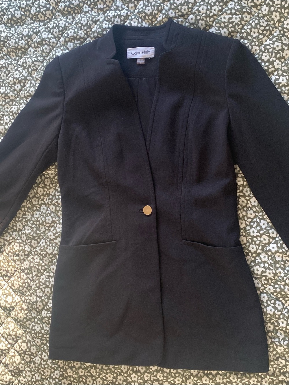 Calvin Klein Black Open-Front Long Tailored Blazer - Size 2